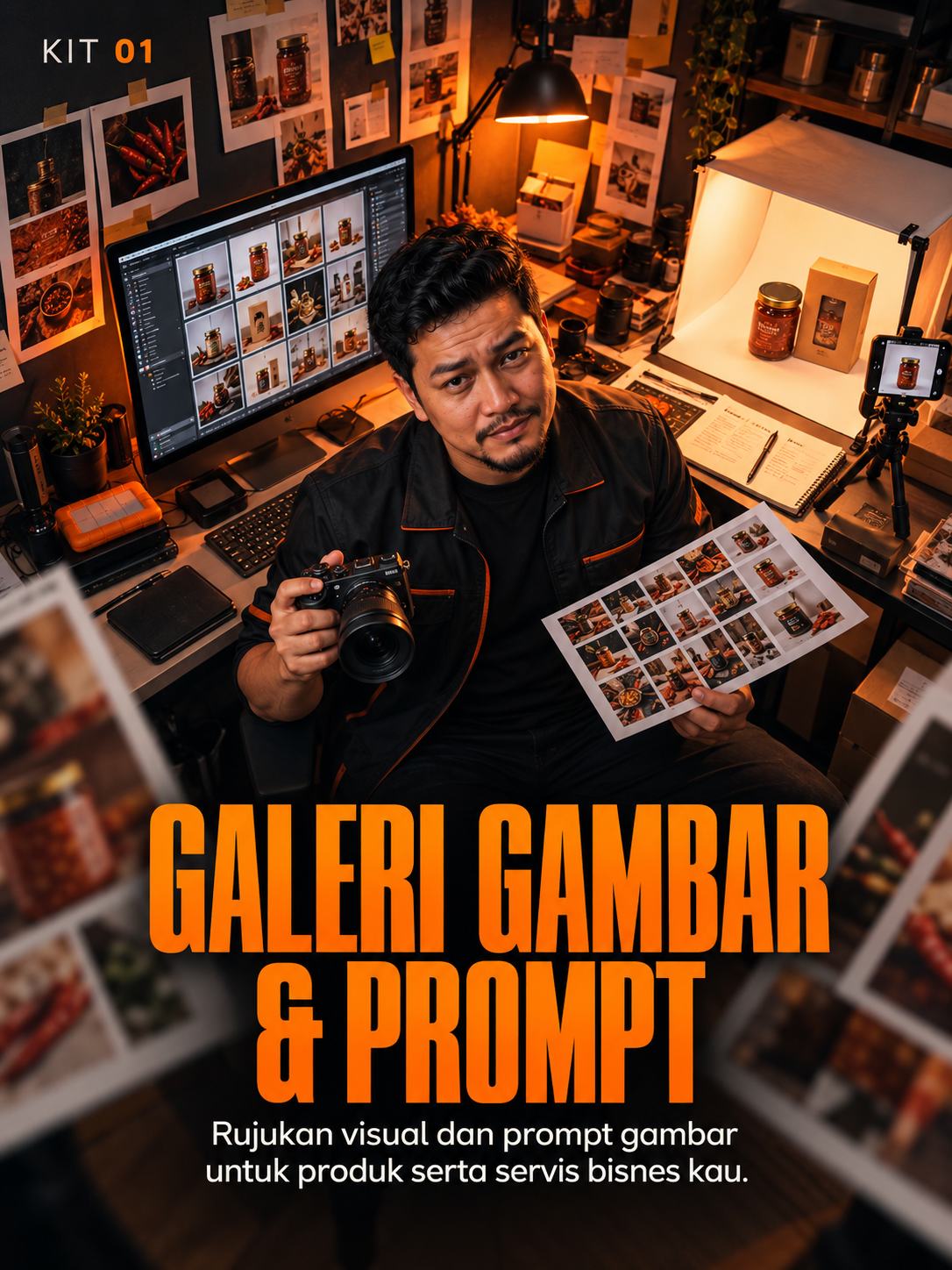 Kit 01: Galeri Gambar & Prompt — watak owner di ruang kerja mengikut role
